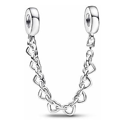 PANDORA Moments Clip e catena di sicurezza in argento sterling PANDORA Moments Clip e catena di sicurezza in argento sterling
