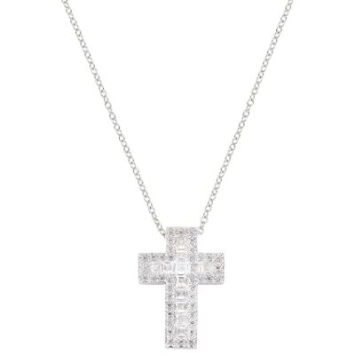 Amen. Gioielli, Collana con Croce, Collana Donna Argento 925, Rodiato con Doppi Zirconi Bianchi, Regalo Donna Amen. Gioielli, Collana con Croce, Collana Donna Argento 925, Rodiato con Doppi Zirconi Bianchi, Regalo Donna