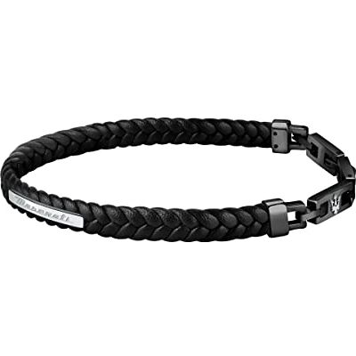 Maserati Jewels Bracciale Uomo in Acciaio,pelle riciclata,IP nero Maserati Jewels Bracciale Uomo in Acciaio,pelle riciclata,IP nero
