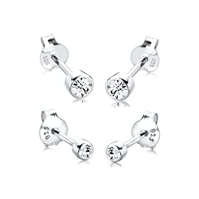 Elli Orecchini da Donna Set Basic con Cristalli in Argento Sterling 925 Elli Orecchini da Donna Set Basic con Cristalli in Argento Sterling 925