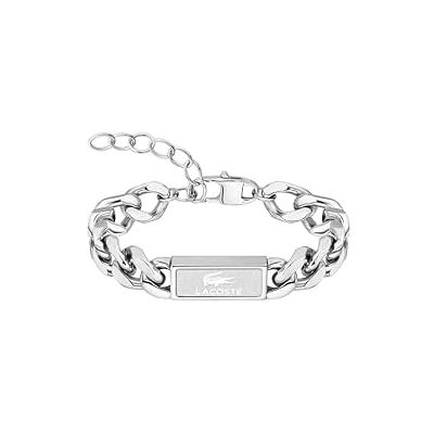 Lacoste Bracciale a catena da uomo della collezione BACKHAND acciaio inossidabile con placca incisa Lacoste Bracciale a catena da uomo della collezione BACKHAND acciaio inossidabile con placca incisa