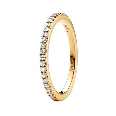 PANDORA Timeless Anello placcato in oro 14k, con pietre di zirconia cubica incolori PANDORA Timeless Anello placcato in oro 14k, con pietre di zirconia cubica incolori