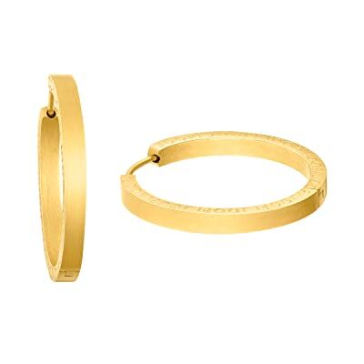Joop! Orecchini a cerchio in acciaio inossidabile da donna, 3 cm, oro, forniti in una confezione regalo per gioielli, , Classico Joop! Orecchini a cerchio in acciaio inossidabile da donna, 3 cm, oro, forniti in una confezione regalo per gioielli, , Classico