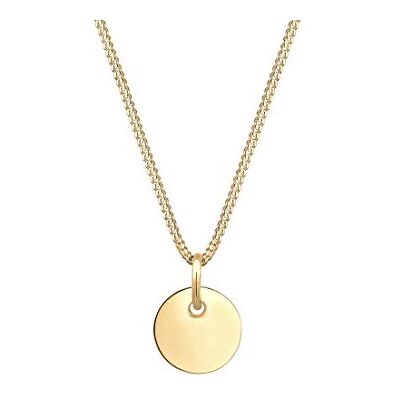 Elli Collana a Maglia Barbazzale con Piastrine a Cerchio da Donna, in Argento 925, Placcato Oro, Misura 45 Elli Collana a Maglia Barbazzale con Piastrine a Cerchio da Donna, in Argento 925, Placcato Oro, Misura 45