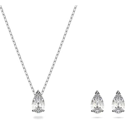 Swarovski Set Attract, Taglio Pear, Bianco, Placcato rodio Swarovski Set Attract, Taglio Pear, Bianco, Placcato rodio