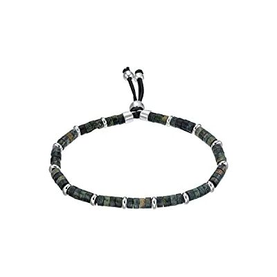 s.Oliver Bracciale da uomo in acciaio inossidabile, con diaspro, 20+2 cm, argento, Fornito in confezione regalo per gioielli, s.Oliver Bracciale da uomo in acciaio inossidabile, con diaspro, 20+2 cm, argento, Fornito in confezione regalo per gioielli,