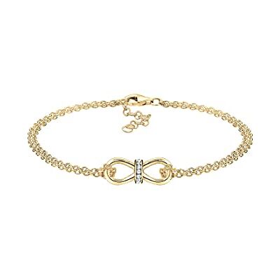 Elli Bracciale Da Donna In Argento 925, Placcato Oro Con Crostallo, 18 Cm Elli Bracciale Da Donna In Argento 925, Placcato Oro Con Crostallo, 18 Cm