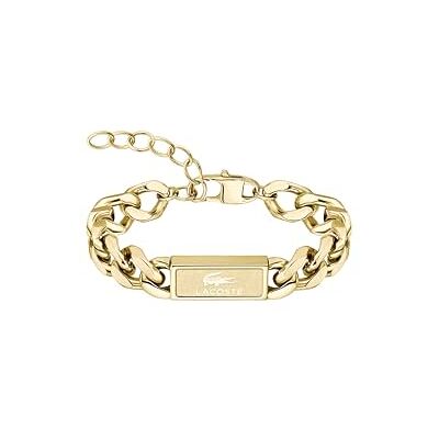Lacoste Braccialetto a Catena da Uomo Collezione BACKHAND in Acciaio Inossidabile con una Placca Incisa Disponibile in versione Oro o Argento Lacoste Braccialetto a Catena da Uomo Collezione BACKHAND in Acciaio Inossidabile con una Placca Incisa Disponibile in versione Oro o Argento
