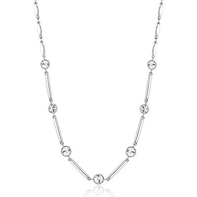 Brosway Collana da donna AFFINITY in acciaio inox con Swarovski di colore argento con chiusura a moschettone, lunghezza 47 cm, Brosway Collana da donna AFFINITY in acciaio inox con Swarovski di colore argento con chiusura a moschettone, lunghezza 47 cm,