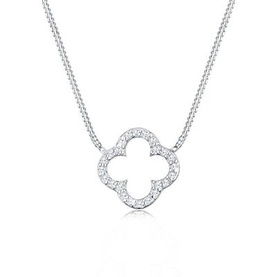 Elli Collana Donne Ciondolo forma di trifoglio Elegante fortuna con cristalli di zirconia in argento sterlino 925 Elli Collana Donne Ciondolo forma di trifoglio Elegante fortuna con cristalli di zirconia in argento sterlino 925