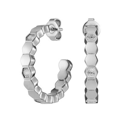 Burton Cerchio da Donna Collezione PETITE HONEYCOMB in Acciaio Inossidabile con Charm Esagonali Burton Cerchio da Donna Collezione PETITE HONEYCOMB in Acciaio Inossidabile con Charm Esagonali