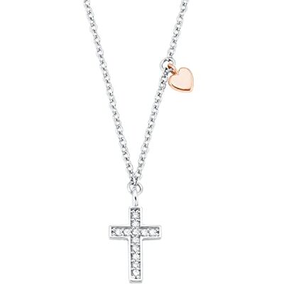 s.Oliver Collana con Ciondolo Collana per bambina in Argento 925, con zirconi sintetici, 37+3 cm, bicolore, croce, Fornita in confezione regalo per gioielli s.Oliver Collana con Ciondolo Collana per bambina in Argento 925, con zirconi sintetici, 37+3 cm, bicolore, croce, Fornita in confezione regalo per gioielli