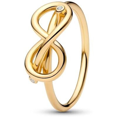 PANDORA 163759C01 Bague pour femme avec nœud infini Doré, 52/16,6, Argent sterling, Zircone cubique PANDORA 163759C01 Bague pour femme avec nœud infini Doré, 52/16,6, Argent sterling, Zircone cubique