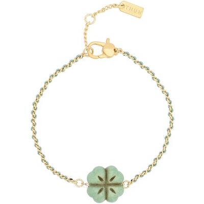 THUN Bracciale catena e tessuto con quadrifoglio THUN Bracciale catena e tessuto con quadrifoglio