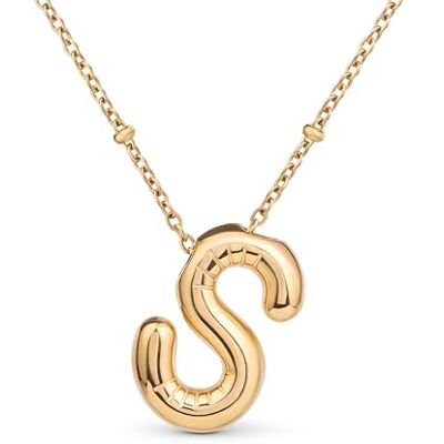 Amberta Collana con Iniziale Dorata per Donna Pendente Lettera Alfabeto Collana Bubble Letter Ciondolo Iniziale Bombata Amberta Collana con Iniziale Dorata per Donna Pendente Lettera Alfabeto Collana Bubble Letter Ciondolo Iniziale Bombata