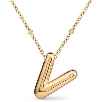 Amberta Collana con Iniziale Dorata per Donna Pendente Lettera Alfabeto Collana Bubble Letter Ciondolo Iniziale Bombata Amberta Collana con Iniziale Dorata per Donna Pendente Lettera Alfabeto Collana Bubble Letter Ciondolo Iniziale Bombata