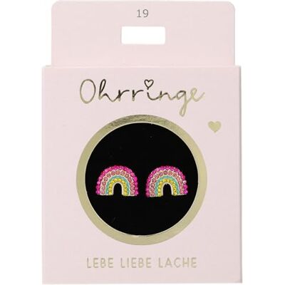 Depesche Orecchini a perno in oro, con motivo arcobaleno e brillantini colorati, idea regalo Depesche Orecchini a perno in oro, con motivo arcobaleno e brillantini colorati, idea regalo