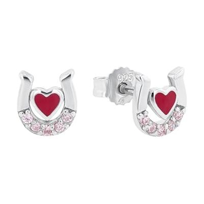 amor Orecchini a perno in Argento 925 per bambina, con zirconi sintetici, 0,7 cm, Argento, ferro di cavallo, Fornito in confezione regalo per gioielli amor Orecchini a perno in Argento 925 per bambina, con zirconi sintetici, 0,7 cm, Argento, ferro di cavallo, Fornito in confezione regalo per gioielli