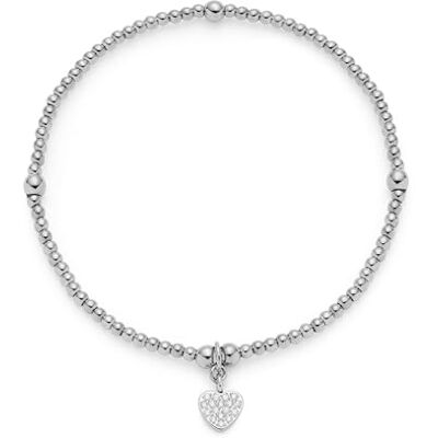 JEWELS BY LEONARDO Bracciale Ciao Noemi, Bracciale Elastico in Acciaio Inox Color Argento, Piccolo Ciondolo a Forma di Cuore Tempestato di Piccoli zirconi di Lunghezza 19,5 cm, Gioiello da Donna JEWELS BY LEONARDO Bracciale Ciao Noemi, Bracciale Elastico in Acciaio Inox Color Argento, Piccolo Ciondolo a Forma di Cuore Tempestato di Piccoli zirconi di Lunghezza 19,5 cm, Gioiello da Donna