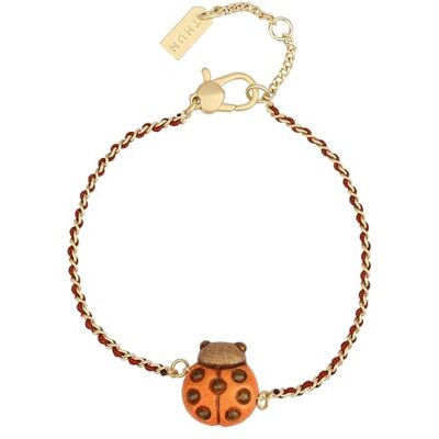 THUN Bracciale catena e tessuto con coccinella THUN Bracciale catena e tessuto con coccinella