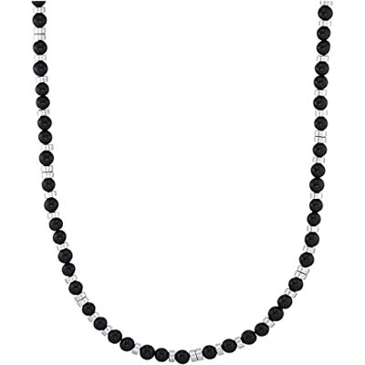 s.Oliver Collana da Uomo in Acciaio Inossidabile, con agata, 46+5 cm, Argento, Fornita in confezione regalo per gioielli s.Oliver Collana da Uomo in Acciaio Inossidabile, con agata, 46+5 cm, Argento, Fornita in confezione regalo per gioielli