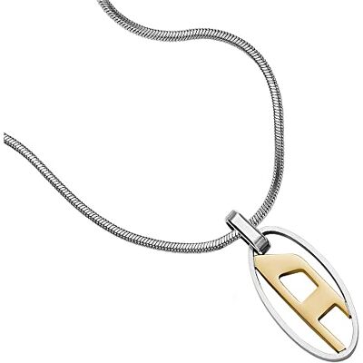 Diesel Collana Da Uomo Con Ciondolo Singolo, Lunghezza: 550mm+50mm, Larghezza: 15,5mm, Altezza: 30,6mm Collana In Acciaio Inox Argento, Diesel Collana Da Uomo Con Ciondolo Singolo, Lunghezza: 550mm+50mm, Larghezza: 15,5mm, Altezza: 30,6mm Collana In Acciaio Inox Argento,