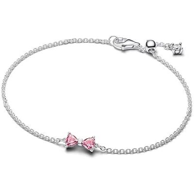 PANDORA Bracciale da donna con fiocco rosa, argento 594234C01 PANDORA Bracciale da donna con fiocco rosa, argento 594234C01