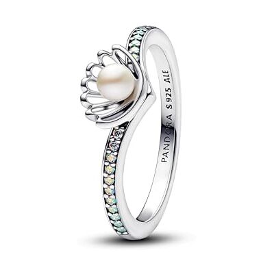 PANDORA Disney Princess Arielle 193654C01-58 Anello in argento sterling con zirconi, misura 58, Argento sterling, Pietra mista PANDORA Disney Princess Arielle 193654C01-58 Anello in argento sterling con zirconi, misura 58, Argento sterling, Pietra mista