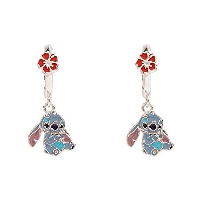 Disney Lilo & Stitch Silver and Red Enamel Hanging Flower Earrings Disney Lilo & Stitch Silver and Red Enamel Hanging Flower Earrings