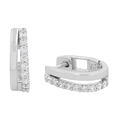 TOM TAILOR Orecchini da Donna in Argento 925 con Zircone Creoli Doppio TT-E0017 TOM TAILOR Orecchini da Donna in Argento 925 con Zircone Creoli Doppio TT-E0017
