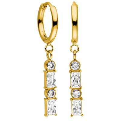 Purelei Orecchini Powder, Orecchini con pendente da donna in acciaio inossidabile, Cerchi piccoli con pietre preziose, Diametro 14 mm, Regalo per donna Purelei Orecchini Powder, Orecchini con pendente da donna in acciaio inossidabile, Cerchi piccoli con pietre preziose, Diametro 14 mm, Regalo per donna