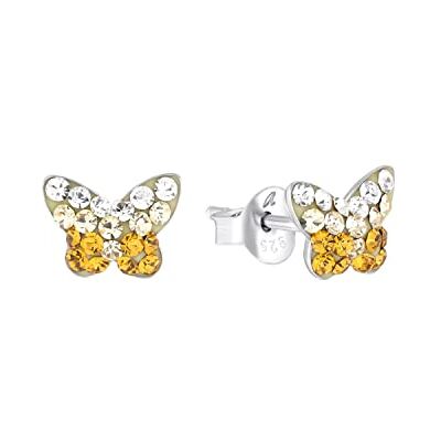 amor Orecchini in Argento 925 per bambine, con Preciosa, 0,6 cm, Argento, farfalla, in confezione regalo amor Orecchini in Argento 925 per bambine, con Preciosa, 0,6 cm, Argento, farfalla, in confezione regalo