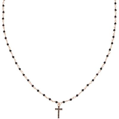 Amen Gioielli, Collana con Croce, Collana Donna Argento 925, Ciondolo Croce, Zirconi Neri e Cristalli Neri, Rivestimento Oro Rosa, Regalo Donna, Made In Italy. Amen Gioielli, Collana con Croce, Collana Donna Argento 925, Ciondolo Croce, Zirconi Neri e Cristalli Neri, Rivestimento Oro Rosa, Regalo Donna, Made In Italy.