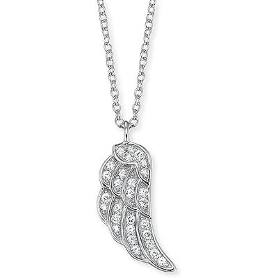 Engelsrufer Collana da Donna con Ciondolo a Forma di Ali in Argento Sterling 925, con zirconi Bianchi e Argento, Colore: Argento, cod. Engelsrufer Collana da Donna con Ciondolo a Forma di Ali in Argento Sterling 925, con zirconi Bianchi e Argento, Colore: Argento, cod.