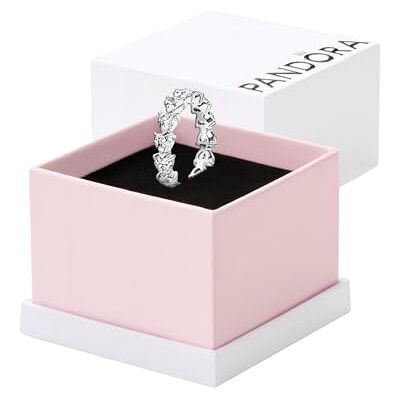 PANDORA Timeless Anello fascia cuori, in argento sterling, con pietre di zirconia cubica incolori PANDORA Timeless Anello fascia cuori, in argento sterling, con pietre di zirconia cubica incolori