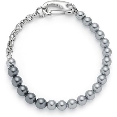 JEWELS BY LEONARDO Bracciale Dominique, Bracciale in Acciaio Inox Argentato, moschettone opulento con Perle di Imitazione Grigie, Lunghezza 19,5 cm, Gioiello Regalo per Donne, JEWELS BY LEONARDO Bracciale Dominique, Bracciale in Acciaio Inox Argentato, moschettone opulento con Perle di Imitazione Grigie, Lunghezza 19,5 cm, Gioiello Regalo per Donne,