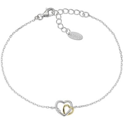 Amen. Bracciale in argento 925 della collezione San Valentino 2024 con zirconi bianchi colore rodio/oro 16 + 3 cm charm diametro 9 mm, argento sterling Amen. Bracciale in argento 925 della collezione San Valentino 2024 con zirconi bianchi colore rodio/oro 16 + 3 cm charm diametro 9 mm, argento sterling