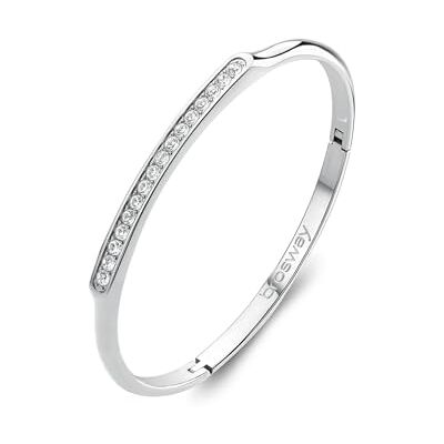 Brosway Bracciale Donna, Bracciale Rigido in Acciaio e Cristalli Collezione With You Brosway Bracciale Donna, Bracciale Rigido in Acciaio e Cristalli Collezione With You