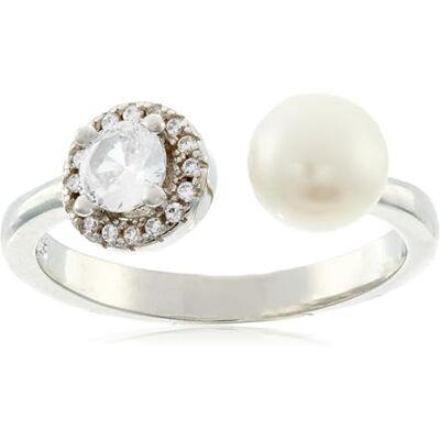 Beneto Anello Open Silver Ring with Zircons And AGG339 Pearl Circuit: M (56-59 mm) Marca, Estándar, Metallo Non prezioso, Nessuna Pietra preziosa Beneto Anello Open Silver Ring with Zircons And AGG339 Pearl Circuit: M (56-59 mm) Marca, Estándar, Metallo Non prezioso, Nessuna Pietra preziosa