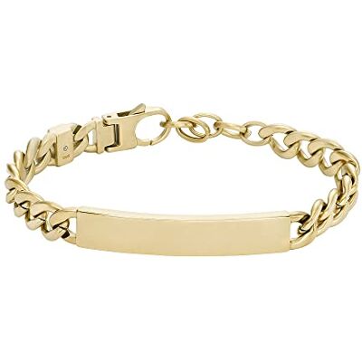 Fossil Bracciale da uomo in acciaio inossidabile tonalità oro con chiusura a moschettone Fossil Bracciale da uomo in acciaio inossidabile tonalità oro con chiusura a moschettone