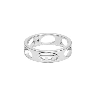 Diesel Anello con Logo D Ovale, Acciaio inossidabile color argento Diesel Anello con Logo D Ovale, Acciaio inossidabile color argento
