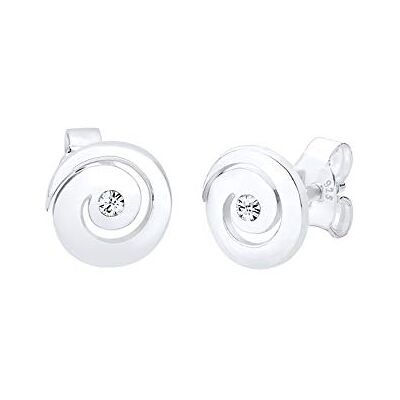 Elli Orecchini Donne Orecchini a Perno Spirale di Base Moderna con Cristallo in Argento Sterlino 925 Elli Orecchini Donne Orecchini a Perno Spirale di Base Moderna con Cristallo in Argento Sterlino 925
