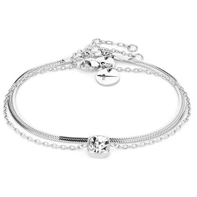 Tamaris Set bracciale argento, 21, Acciaio inossidabile, Pietra di vetro Tamaris Set bracciale argento, 21, Acciaio inossidabile, Pietra di vetro
