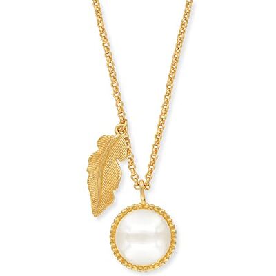 Engelsrufer Girocollo da donna in argento sterling placcato oro con piuma e ciondolo a forma di conchiglia, chiusura a moschettone, regolabile in tre lunghezze, senza nichel, lunghezza: 50 cm, 42 cm Engelsrufer Girocollo da donna in argento sterling placcato oro con piuma e ciondolo a forma di conchiglia, chiusura a moschettone, regolabile in tre lunghezze, senza nichel, lunghezza: 50 cm, 42 cm