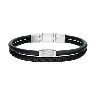 Fossil Machine Uomo Bracciale in pelle nera, Fossil Machine Uomo Bracciale in pelle nera,