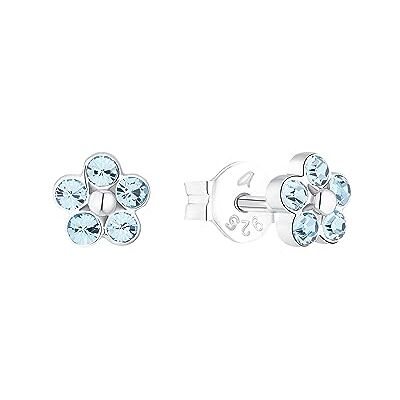 amor Orecchini a perno in Argento 925 per bambina, con vetro di cristallo, 0,5 cm, Argento, fiore, Fornito in confezione regalo per gioielli amor Orecchini a perno in Argento 925 per bambina, con vetro di cristallo, 0,5 cm, Argento, fiore, Fornito in confezione regalo per gioielli