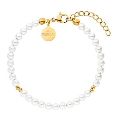 Purelei Finesse, bracciale da donna in acciaio inossidabile resistente, bracciale resistente all'acqua con perle di ametista, lunghezza regolabile 16-19 cm Purelei Finesse, bracciale da donna in acciaio inossidabile resistente, bracciale resistente all'acqua con perle di ametista, lunghezza regolabile 16-19 cm
