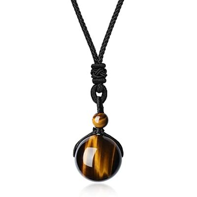 COAI Collana da Uomo e da Donna con Pendente Sfera in Pietre Dure Semi Preziose, Collana Regolabile Unisex Bilanciamento Reiki con Ciondolo in Pietra Naturale COAI Collana da Uomo e da Donna con Pendente Sfera in Pietre Dure Semi Preziose, Collana Regolabile Unisex Bilanciamento Reiki con Ciondolo in Pietra Naturale