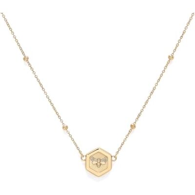 Burton Orecchini a perno, braccialetto a catena e collana con pendente da donna Collezione MINIMA BEE in acciaio inossidabile color Oro Giallo, Necklace Burton Orecchini a perno, braccialetto a catena e collana con pendente da donna Collezione MINIMA BEE in acciaio inossidabile color Oro Giallo, Necklace
