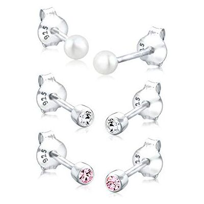 Elli Set Orecchini da Donna, con Perla di Acqua Dolce e Cristalli, in Argento Sterling 925 Elli Set Orecchini da Donna, con Perla di Acqua Dolce e Cristalli, in Argento Sterling 925